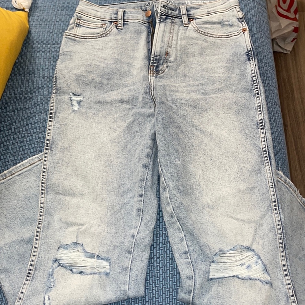 High rise slim straight jeans